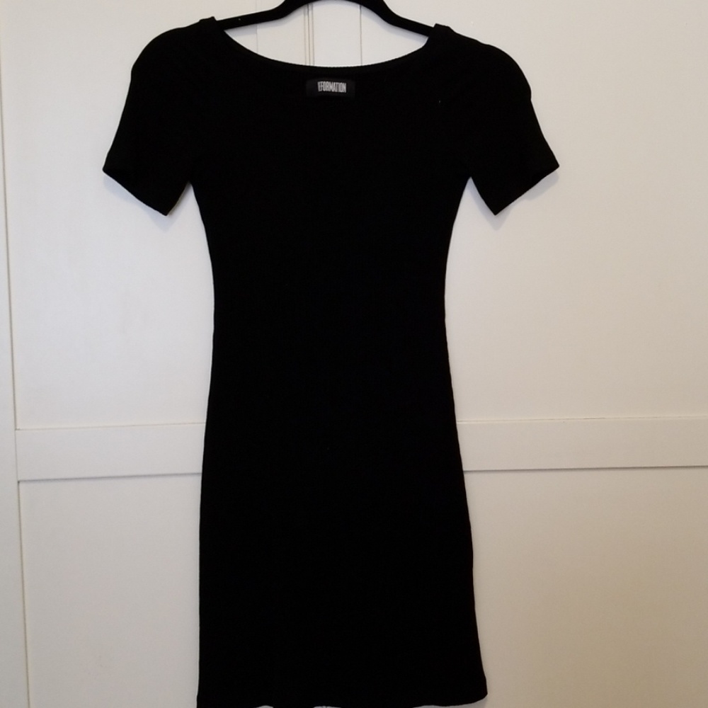 Reformation black ribbed bodycon dress